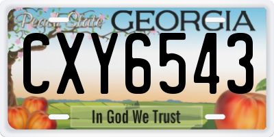 GA license plate CXY6543