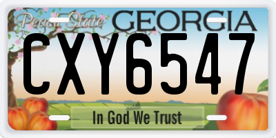 GA license plate CXY6547