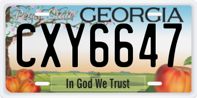 GA license plate CXY6647
