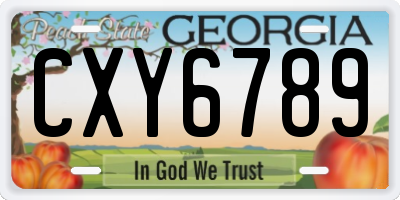 GA license plate CXY6789