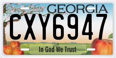GA license plate CXY6947
