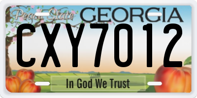 GA license plate CXY7012