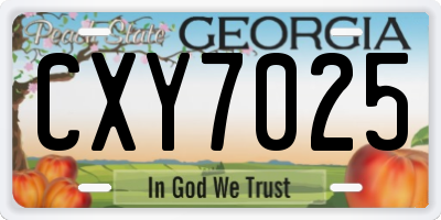 GA license plate CXY7025