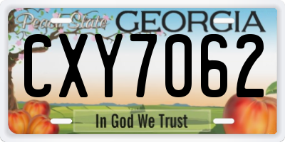 GA license plate CXY7062