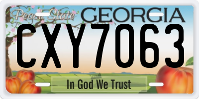 GA license plate CXY7063