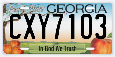 GA license plate CXY7103