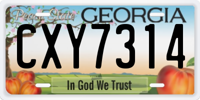 GA license plate CXY7314