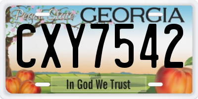 GA license plate CXY7542