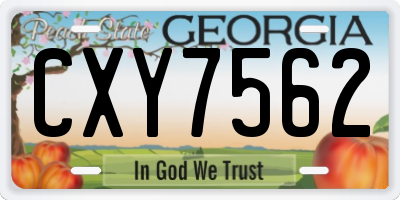 GA license plate CXY7562