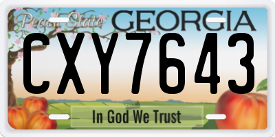 GA license plate CXY7643