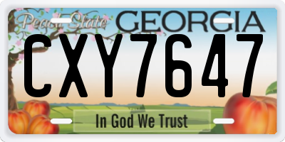 GA license plate CXY7647