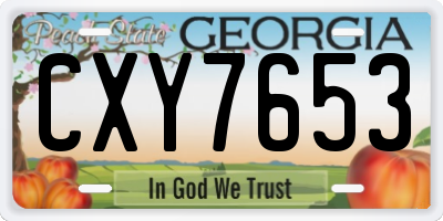 GA license plate CXY7653