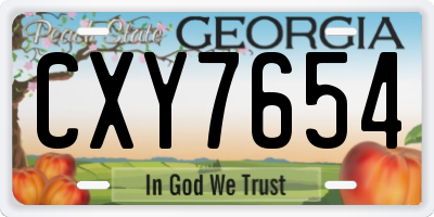 GA license plate CXY7654