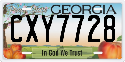 GA license plate CXY7728
