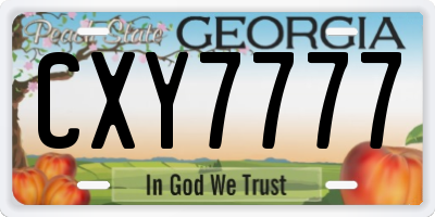 GA license plate CXY7777