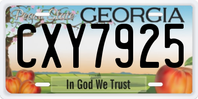GA license plate CXY7925