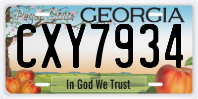 GA license plate CXY7934
