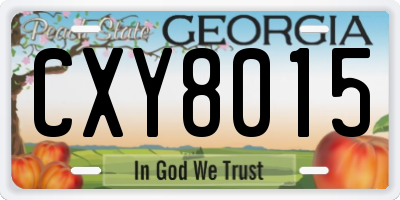 GA license plate CXY8015