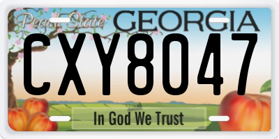 GA license plate CXY8047