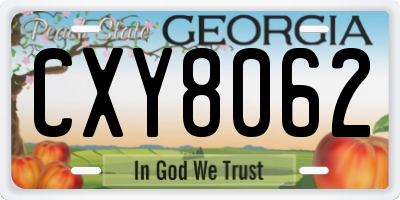 GA license plate CXY8062