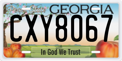 GA license plate CXY8067