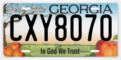 GA license plate CXY8070