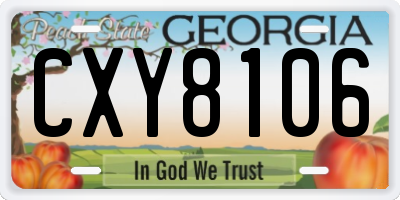 GA license plate CXY8106