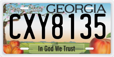 GA license plate CXY8135