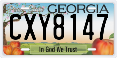 GA license plate CXY8147