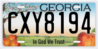 GA license plate CXY8194