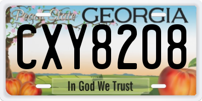 GA license plate CXY8208