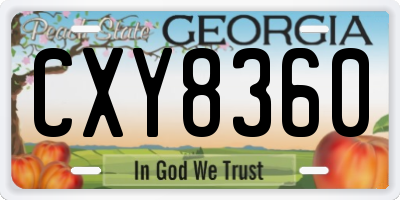 GA license plate CXY8360