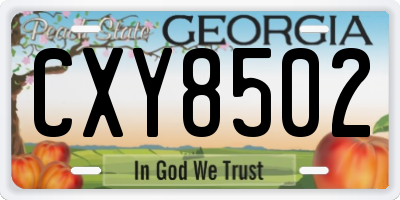 GA license plate CXY8502