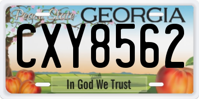 GA license plate CXY8562