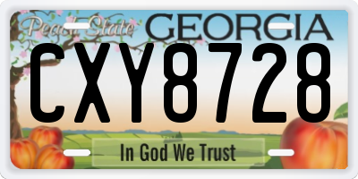 GA license plate CXY8728