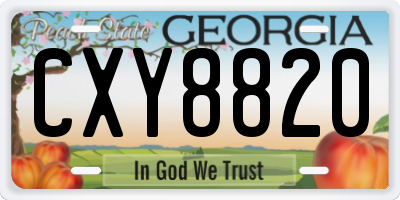 GA license plate CXY8820