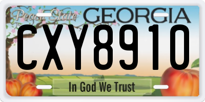 GA license plate CXY8910