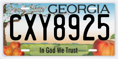 GA license plate CXY8925