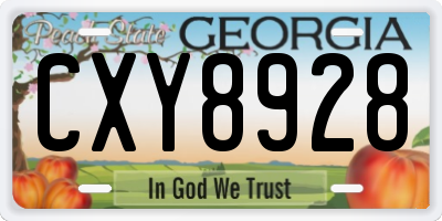 GA license plate CXY8928
