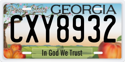 GA license plate CXY8932