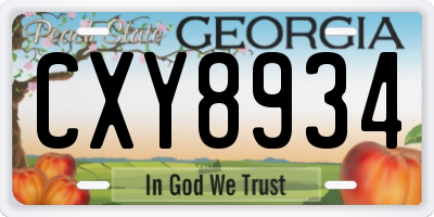 GA license plate CXY8934