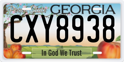 GA license plate CXY8938