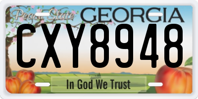 GA license plate CXY8948