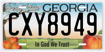 GA license plate CXY8949