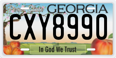 GA license plate CXY8990