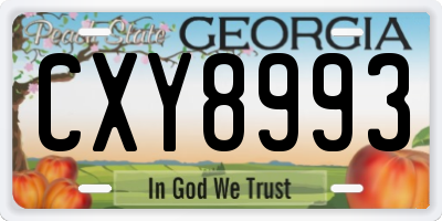 GA license plate CXY8993
