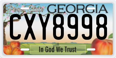 GA license plate CXY8998