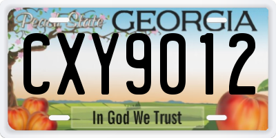 GA license plate CXY9012