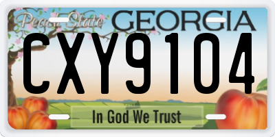 GA license plate CXY9104