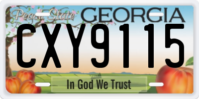 GA license plate CXY9115